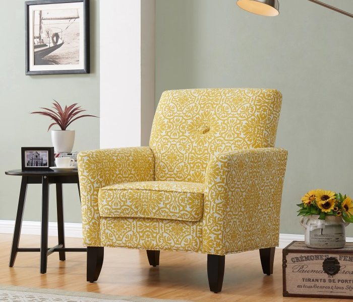 Yellow comfy fabric upholstered unique comfortable overstock